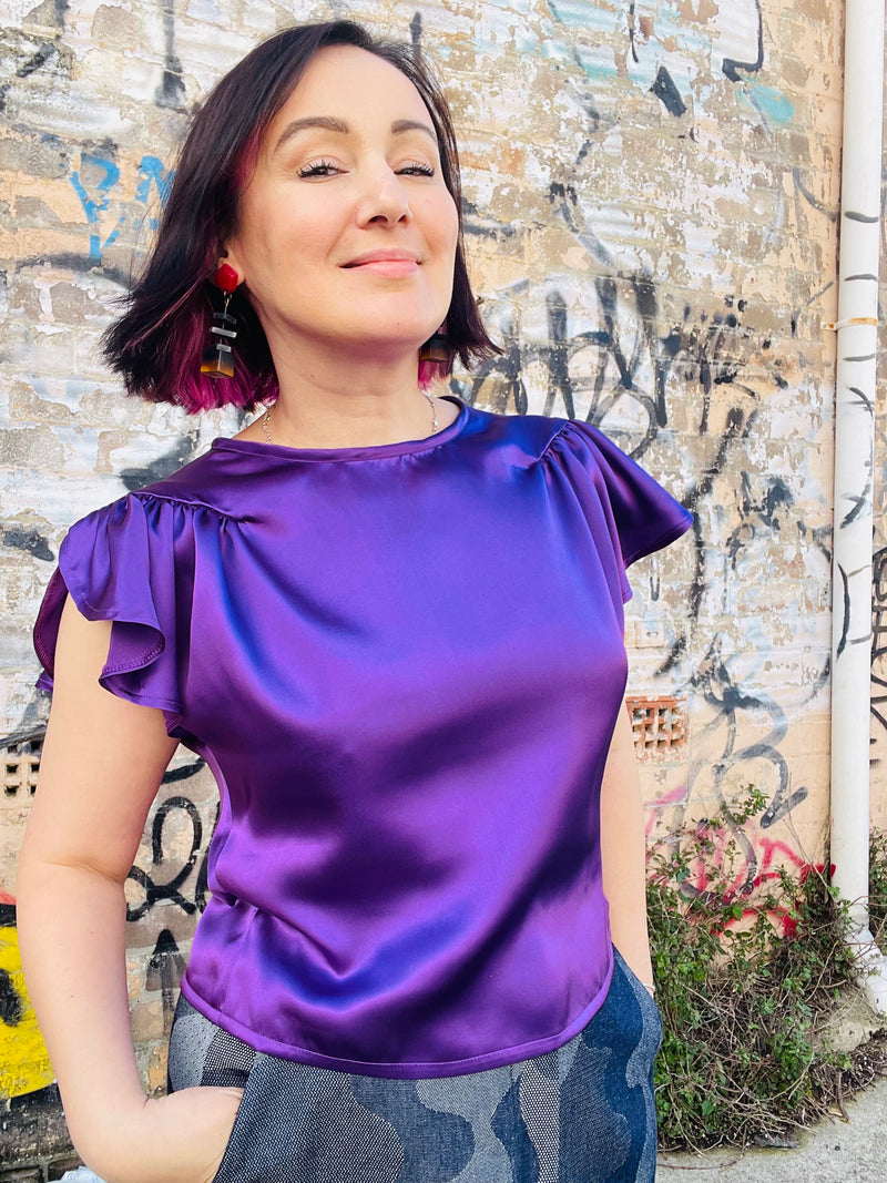 1- Love heart top in purple
