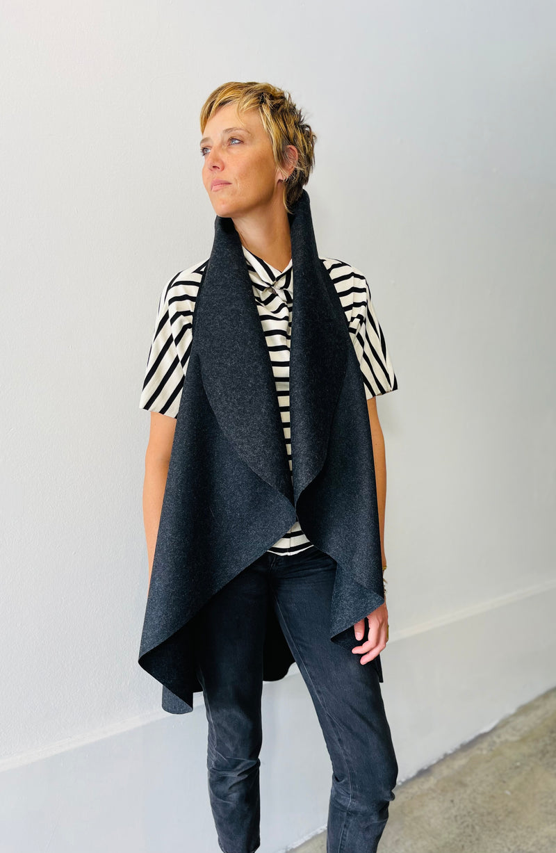 Mima vest in charcoal  by Natalija Rushidi